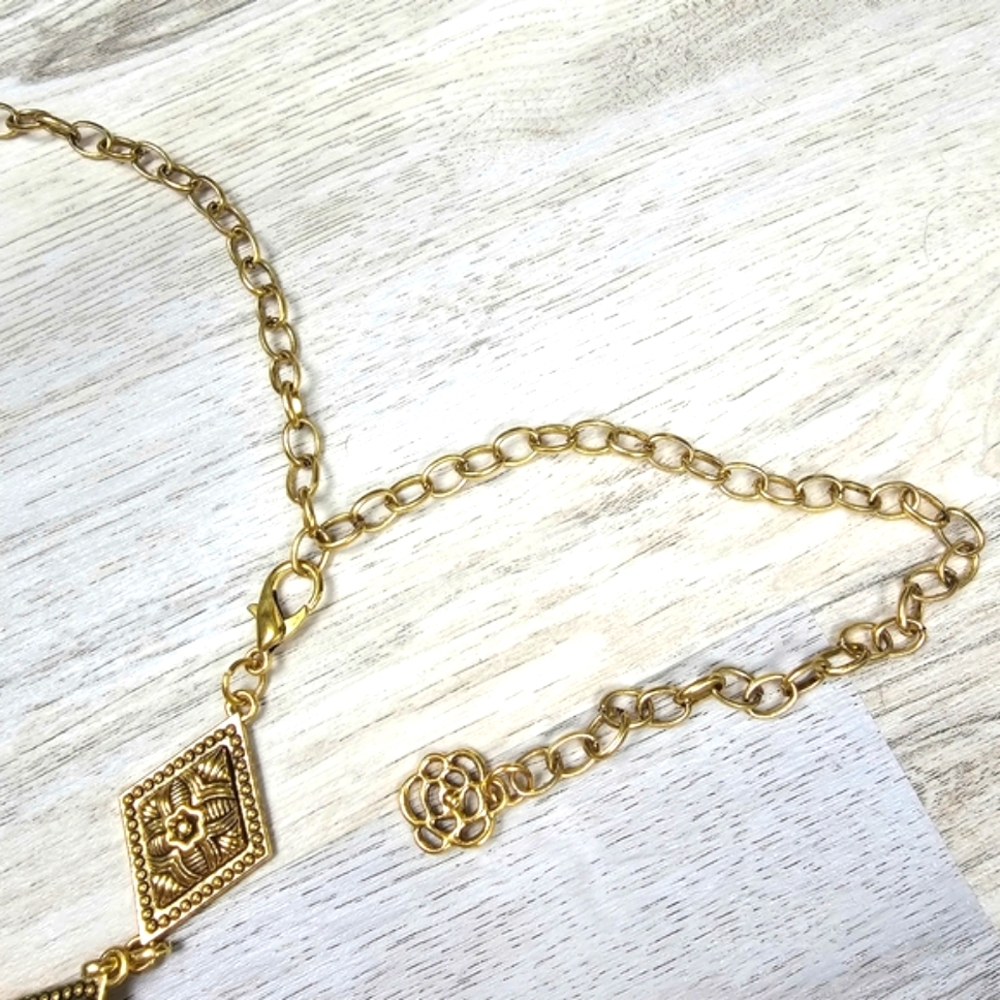 New Boho Rhombus Metal Statement Belt - Picture 5 of 6